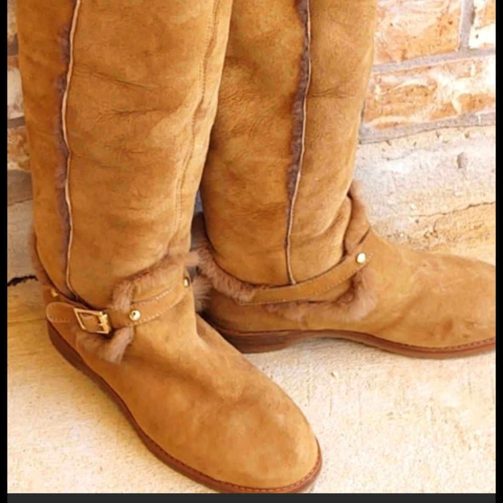 Jimmy Choo Tan Over the Knee Boots Suede